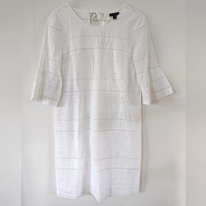 J. Crew White Eyelet Cotton Shift Dress Size 0
